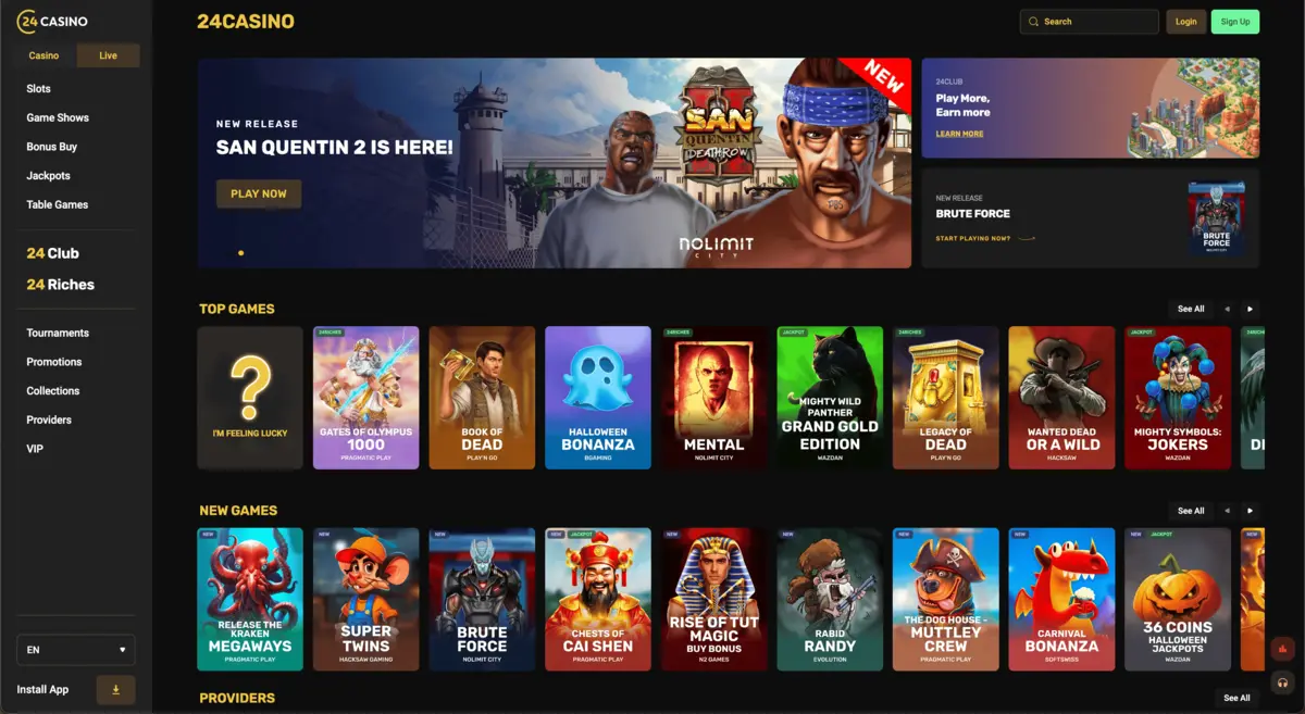24 Ireland Casino Homepage 