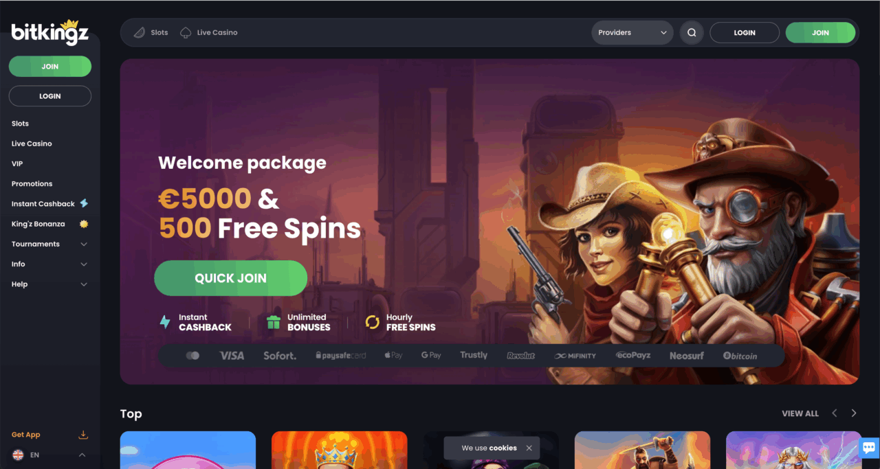 Bitkingz is one of the New NV casino  in Ireland offering €5000 and 500 free spins starting bonus