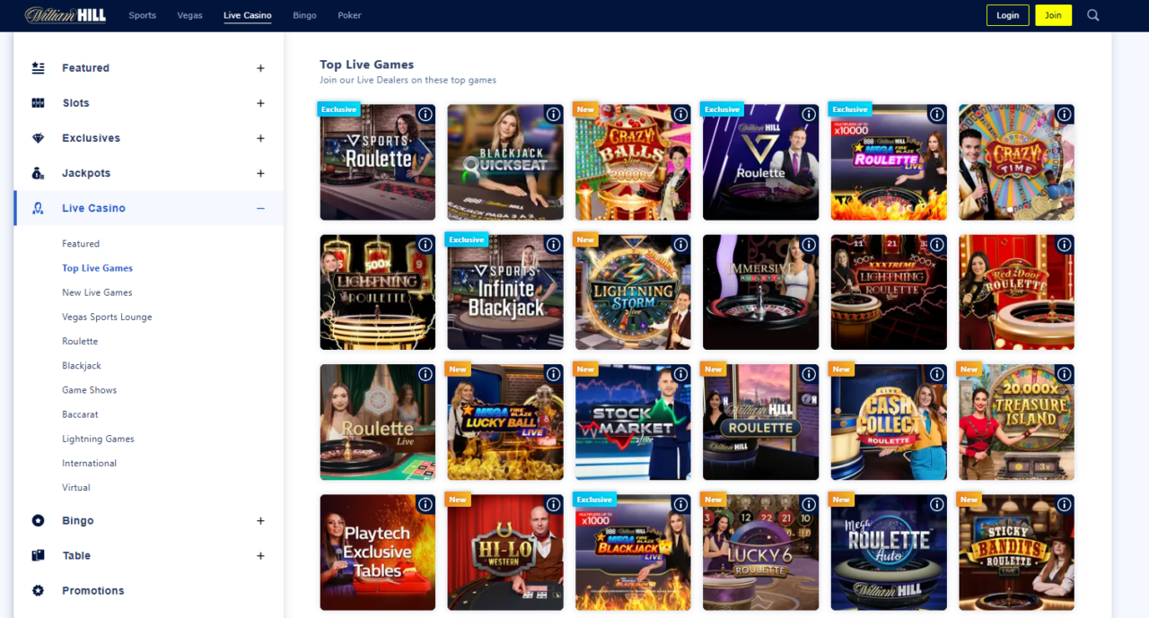 william hill live games